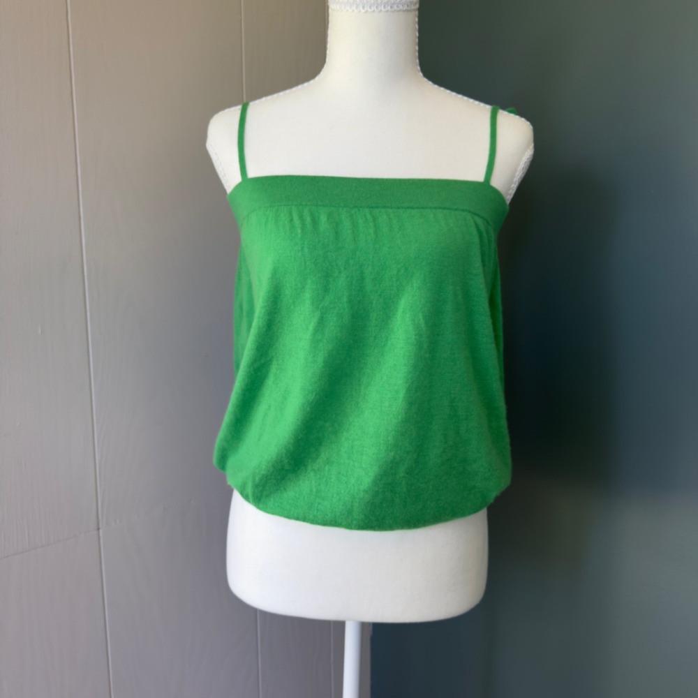 VTG Theory Green Cashmere Blend Tie Shoulder Camisole Tank Top Medium